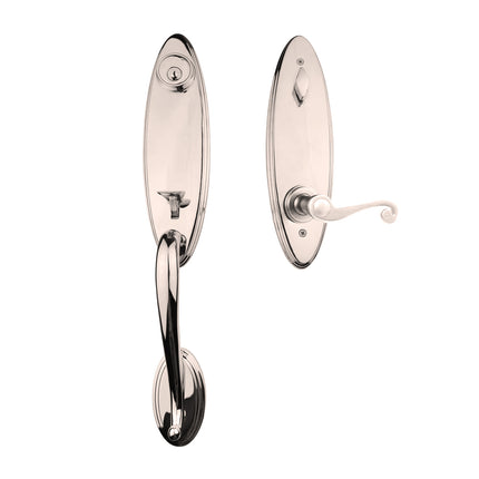 765 LO IC SP SN BP | Loire Door Handle Interconnect Spiral Lever Entrance Set Satin Nickel 765 LO IC SP/PI SN BP | N2lok