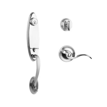 765 LO SC FL/PI PC BP | Loire Door Handle Single Cylinder with Flutto Lever Entrance Set Box Pack Polished Chrome | N2lok