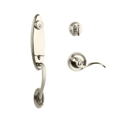 765 LO SC FL/PI SN BP | Loire Door Handle Single Cylinder with Flutto Lever Entrance Set Box Pack Satin Nickel | N2lok