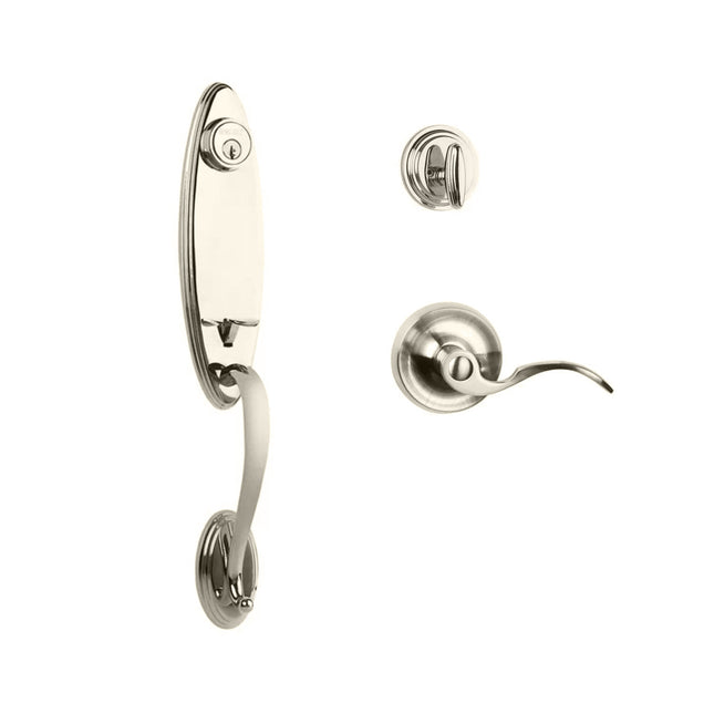 765 LO SC FL/PI SN BP | Loire Door Handle Single Cylinder with Flutto Lever Entrance Set Box Pack Satin Nickel | N2lok