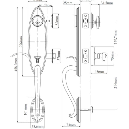 765 LO SC FL/PI SN BP | Loire Door Handle Single Cylinder with Flutto Lever Entrance Set Box Pack Satin Nickel | N2lok