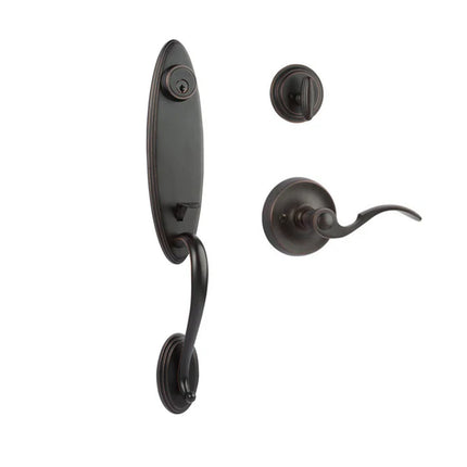 765 LO SC FL/PI VB BP | Loire Door Handle Single Cylinder with Flutto Lever Entrance Set Box Pack Venetian Bronze | N2lok