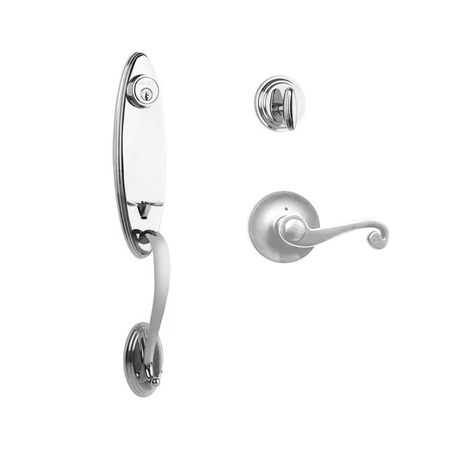 765 LO SC SP/PI PC BP | Loire Door Handle Single Cylinder with Spiral Lever Entrance Set Box Pack Polished Chrome | N2lok