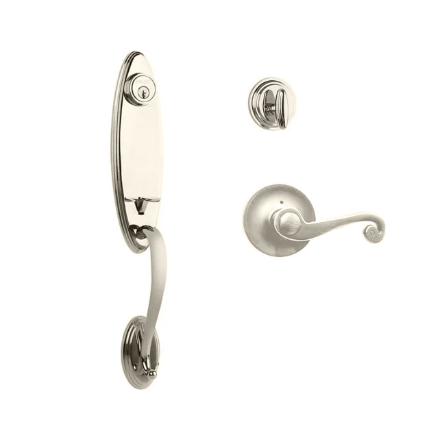 765 LO SC SP/PI SN BP | Loire Door Handle Single Cylinder with Spiral Lever Entrance Set Box Pack Satin Nickel | N2lok