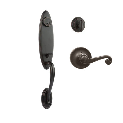 765 LO SC SP/PI VB BP | Loire Door Handle Single Cylinder with Spiral Lever Entrance Set Box Pack Venetian Bronze | N2lok