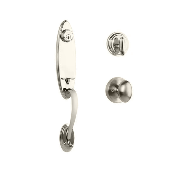 765 LO SC UO/PI SN BP | Loire Door Handle Single Cylinder with Egg Knob Entrance Set Box Pack Satin Nickel | N2lok