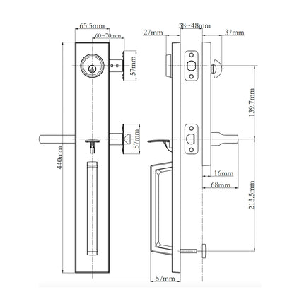 765 MO IC SL/AO SN BP | Montpelier Straight Door Lever Interconnect Set Satin Nickel 765 MO IC SN BP | N2lok
