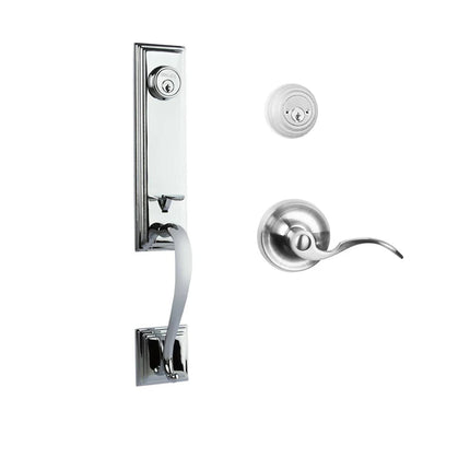 765 SE DC FL/PI PC BP | Seine Door Handle Double Cylinder with Flutto Lever Entrance Set Box Pack Polished Chrome | N2lok
