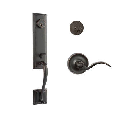 765 SE DC FL/PI VB BP | Seine Door Handle Double Cylinder with Flutto Lever Entrance Set Box Pack Venetian Bronze | N2lok