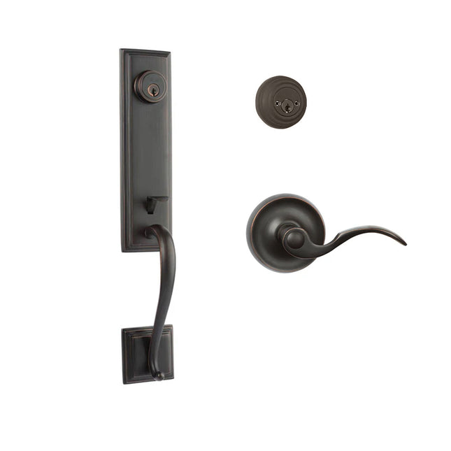 765 SE DC FL/PI VB BP | Seine Door Handle Double Cylinder with Flutto Lever Entrance Set Box Pack Venetian Bronze | N2lok