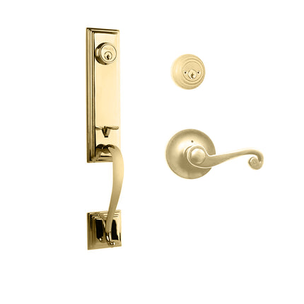 765 SE DC SP/PI L03 BP | Seine Door Handle Double Cylinder with Spiral Lever Entrance Set Box Pack Polished Brass | N2lok
