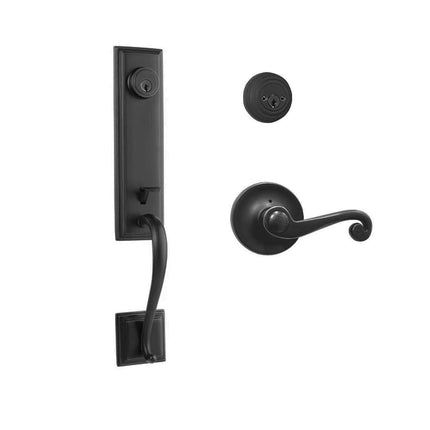 765 SE DC SP/PI MB BP | Seine Door Handle Double Cylinder with Spiral Lever Entrance Set Box Pack Matt Black | N2lok