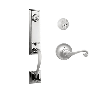765 SE DC SP/PI PC BP | Seine Door Handle Double Cylinder with Spiral Lever Entrance Set Box Pack Polished Chrome | N2lok