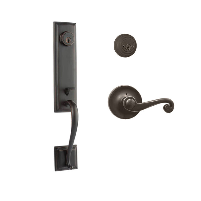 765 SE DC SP/PI VB BP | Seine Door Handle Double Cylinder with Spiral Lever Entrance Set Box Pack Venetian Bronze | N2lok