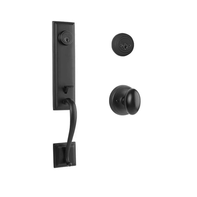765 SE DC UO/PI MB BP | Seine Door Handle Double Cylinder with Egg Knob Entrance Set Box Pack Matt Black | N2lok