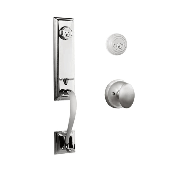 765 SE DC UO/PI PC BP | Seine Door Handle Double Cylinder with Egg Knob Entrance Set Box Pack Polished Chrome | N2lok
