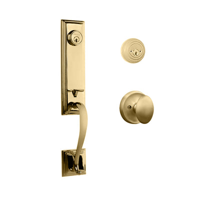 765 SE DC UO/PI SB BP | Seine Door Handle Double Cylinder with Egg Knob Entrance Set Box Pack Satin Brass | N2lok