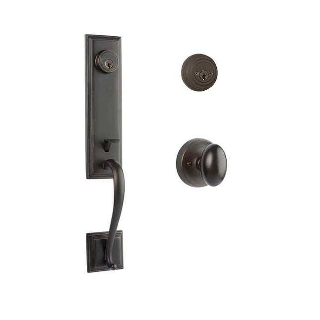 765 SE DC UO/PI VB BP | Seine Door Handle Double Cylinder with Egg Knob Entrance Set Box Pack Venetian Bronze | N2lok