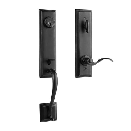 765 SE IC FL MB BP | Seine Door Handle Interconnect Flutto Lever Entrance Set Matt Black 765 SE IC FL/PI MB BP | N2lok