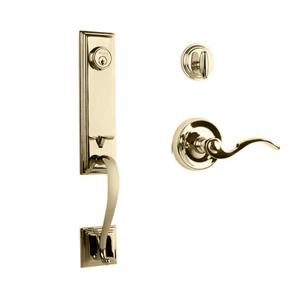 765 SE SC FL/PI L03 BP | Seine Door Handle Single Cylinder with Flutto Lever Entrance Set Box Pack Polished Brass | N2lok