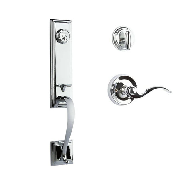 Seine Door Handle Single Cylinder with Flutto Lever Entrance Set Box Pack Polished Chrome N2LOK