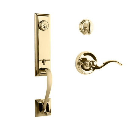 765 SE SC FL/PI SB BP | Seine Door Handle Single Cylinder with Flutto Lever Entrance Set Box Pack Satin Brass | N2lok