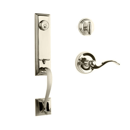 765 SE SC FL/PI SN BP | Seine Door Handle Single Cylinder with Flutto Lever Entrance Set Box Pack Satin Nickel | N2lok