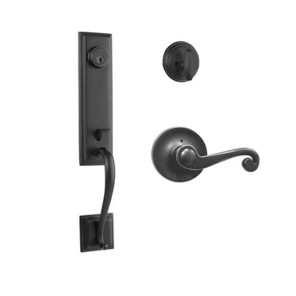 765 SE SC SP/PI MB BP | Seine Door Handle Single Cylinder with Spiral Lever Entrance Set Box Pack Matt Black | N2lok