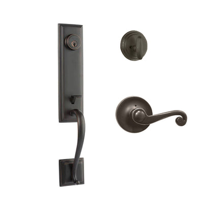 765 SE SC SP/PI VB BP | Seine Door Handle Single Cylinder with Spiral Lever Entrance Set Box Pack Venetian Bronze | N2lok