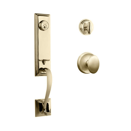 765 SE SC UO/PI L03 BP | Seine Door Handle Single Cylinder with Egg Knob Entrance Set Box Pack Polished Brass | N2lok