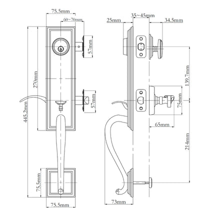 765 SE SC UO/PI L03 BP | Seine Door Handle Single Cylinder with Egg Knob Entrance Set Box Pack Polished Brass | N2lok