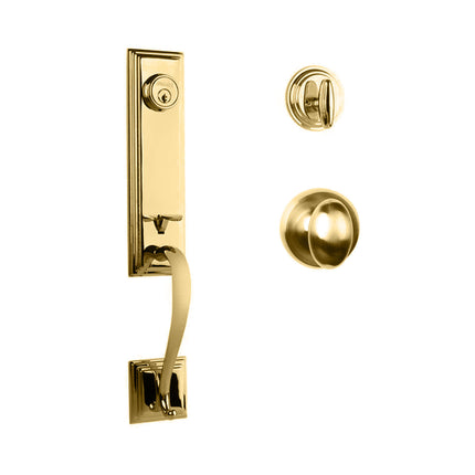 765 SE SC UO/PI SB BP | Seine Door Handle Single Cylinder with Egg Knob Entrance Set Box Pack Satin Brass | N2lok
