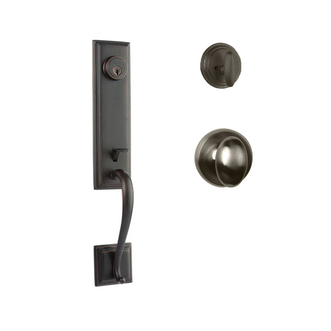 765 SE SC UO/PI VB BP | Seine Door Handle Single Cylinder with Egg Knob Entrance Set Box Pack Venetian Bronze | N2lok