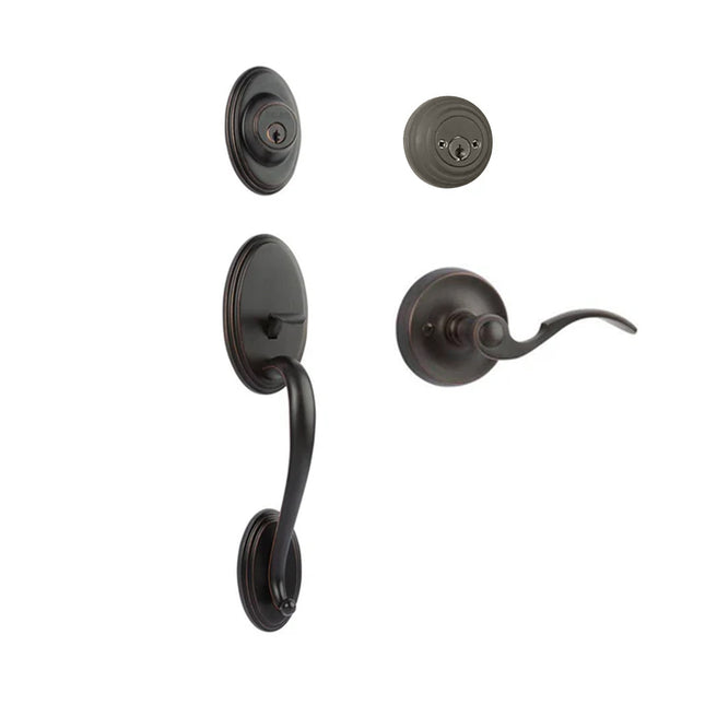 765 SO DC FL/PI VB BP | Somme Door Handle Double Cylinder with Flutto Lever Entrance Set Box Pack Venetian Bronze | N2lok