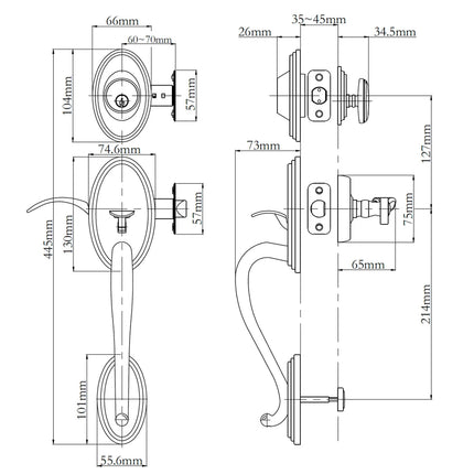 765 SO DC FL/PI VB BP | Somme Door Handle Double Cylinder with Flutto Lever Entrance Set Box Pack Venetian Bronze | N2lok