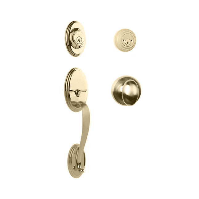 Somme Door Handle Double Cylinder with Egg Knob Entrance Set Box Pack Polished Brass N2LOK