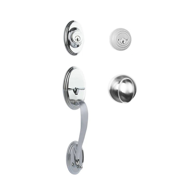 Somme Door Handle Double Cylinder with Egg Knob Entrance Set Box Pack Polished Chrome N2LOK