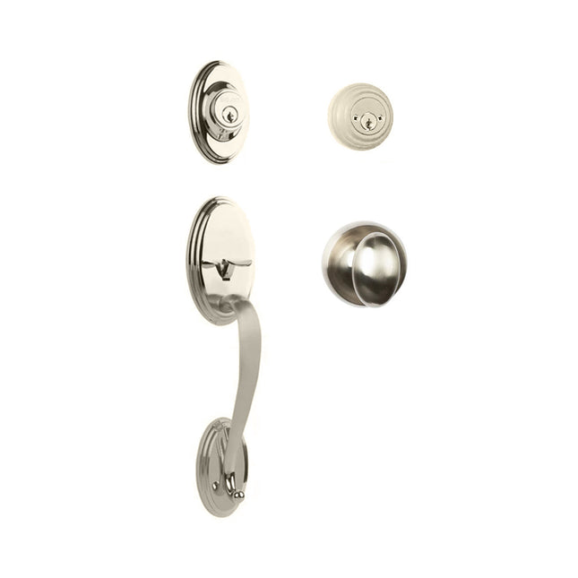 765 SO DC UO/PI SN BP | Somme Door Handle Double Cylinder with Egg Knob Entrance Set Box Pack Satin Nickel | N2lok