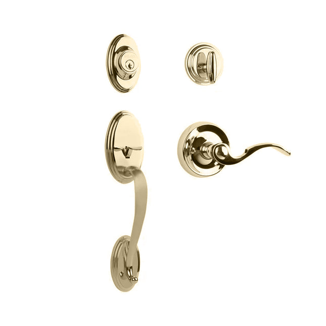 Somme Door Handle Single Cylinder with Flutto Lever Entrance Set Box Pack Polished Brass N2LOK