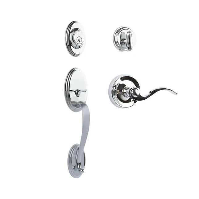 Somme Door Handle Single Cylinder with Flutto Lever Entrance Set Box Pack Polished Chrome N2LOK
