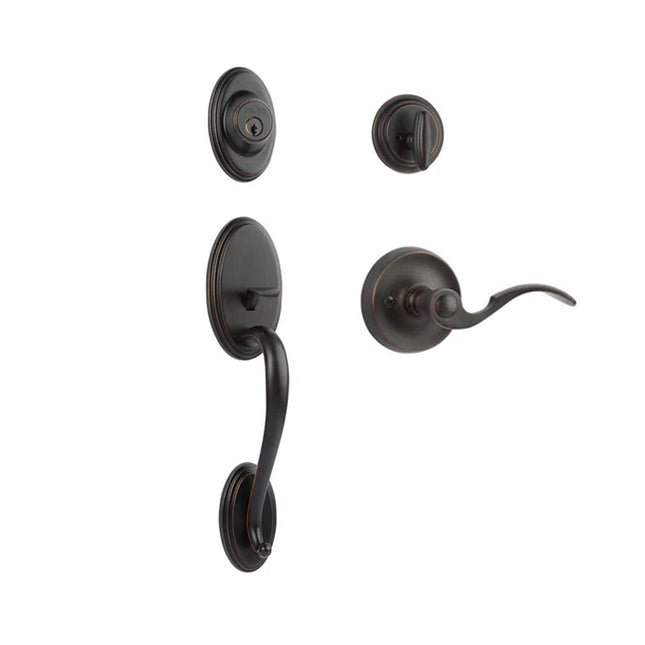 Somme Door Handle Single Cylinder with Flutto Lever Entrance Set Box Pack Venetian Bronze N2LOK