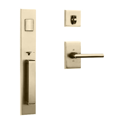 765 SO SC SL/AO SB BP | Agrigento Door Handle Single Cylinder Straight Lever Entrance Set Satin Brass | N2lok