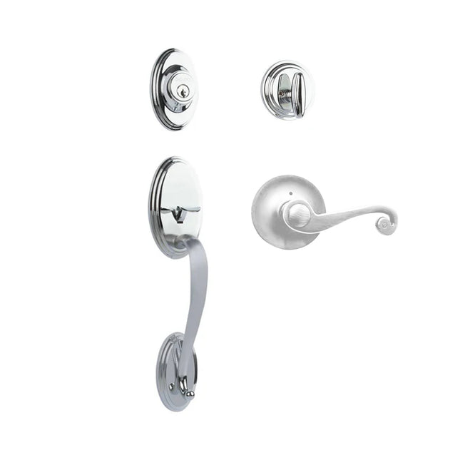 765 SO SC SP/PI PC BP | Somme Door Handle Single Cylinder with Spiral Lever Entrance Set Box Pack Polished Chrome | N2lok
