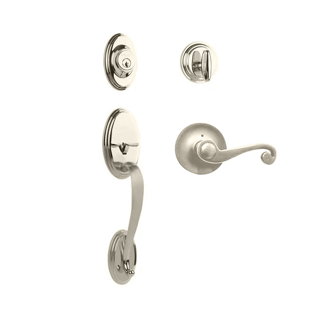 765 SO SC SP/PI SN BP | Somme Door Handle Single Cylinder with Spiral Lever Entrance Set Box Pack Satin Nickel | N2lok