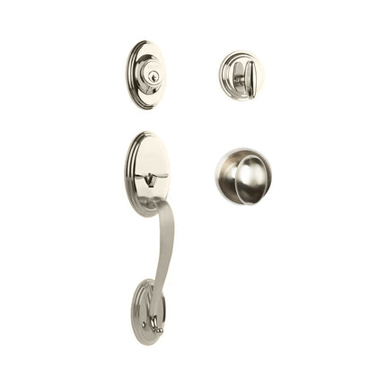 Somme Door Handle Single Cylinder with Egg Knob Entrance Set Box Pack Satin Nickel N2LOK