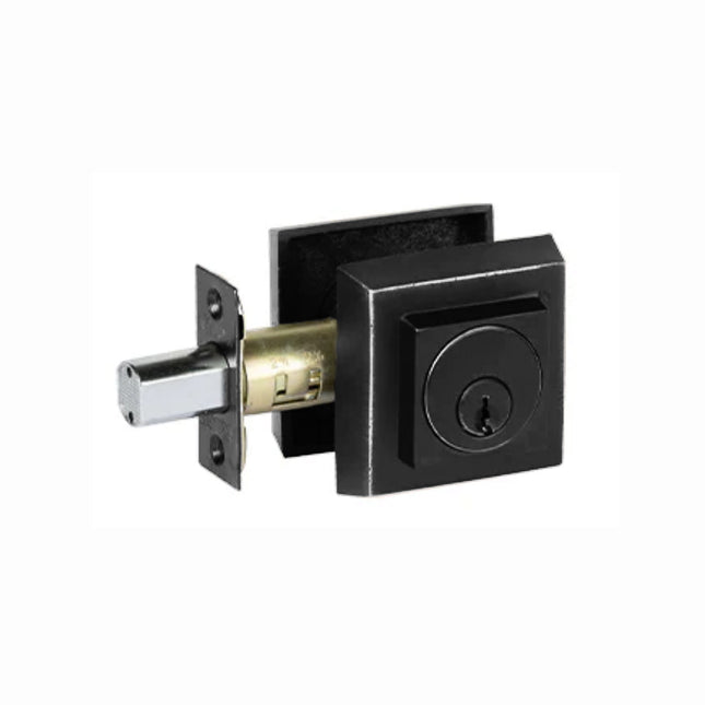 8160 AO MB BP | Forged Brass Single Cylinder Square Deadbolt Matt Black Box Pack 8160/AO/MBBP | N2lok