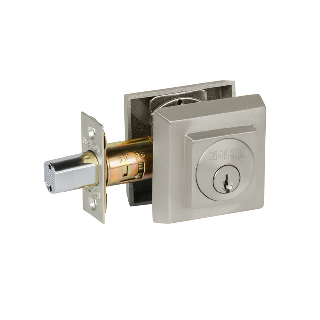 8260 AO SN BP | Forged Brass Deadbolt Square Double Cylinder Box Pack Satin Nickel 8260AOSNBP | N2lok