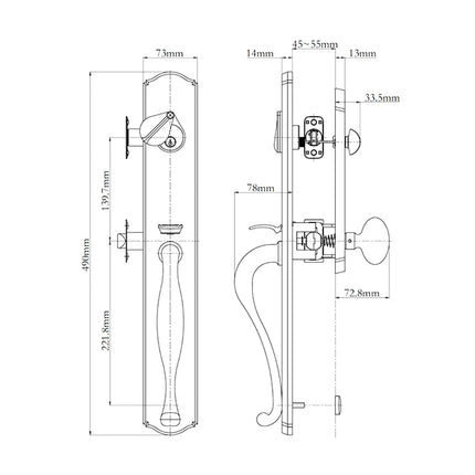 8711 EN EK VB BP | Etna Door Handle Single Cylinder Egg Knob Entrance Set Venetian Bronze | N2lok