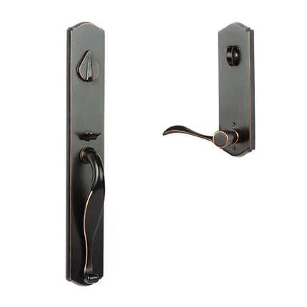 8711 EN WLL VB BP | Etna Door Handle Single Cylinder Wave Lever Left Hand Entrance Set Venetian Bronze | N2lok