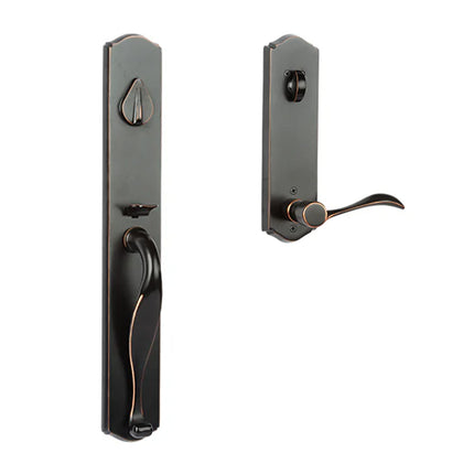 8711 EN WLR VB BP | Etna Door Handle Single Cylinder Wave Lever Right Hand Entrance Set Venetian Bronze | N2lok
